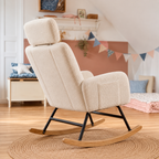 PLUMA – Ultra-Soft Nursing Rocking Chair Adjustable Headrest & Side Pockets