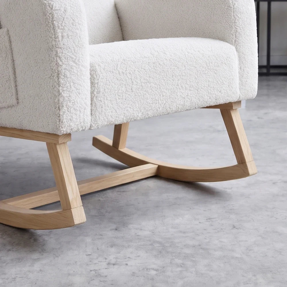 TEDRA – Teddy Bouclé Rocking Chair High Back XL 14 cm Cushion