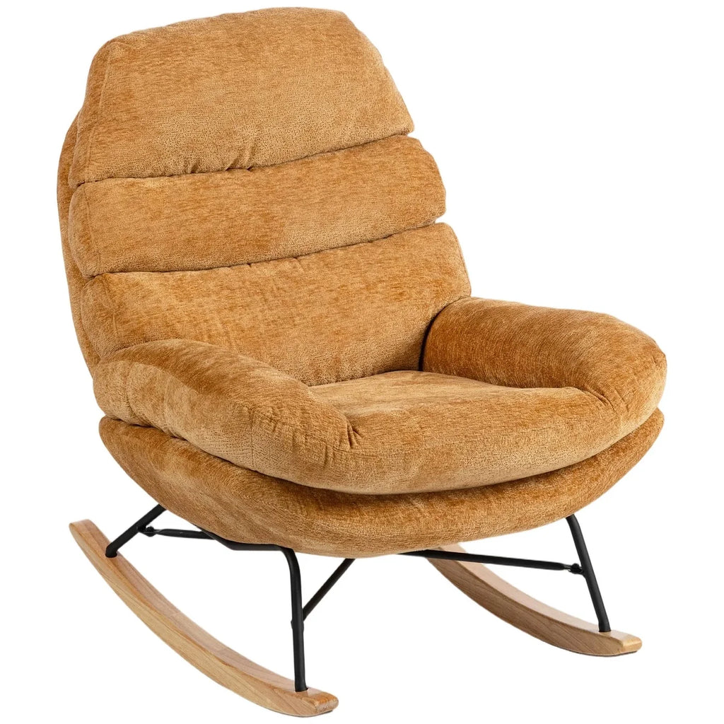 NIDVA – Chenille Cocoon Rocking Chair Wide 53 cm Seat High Back