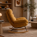 NIDVA – Chenille Cocoon Rocking Chair Wide 53 cm Seat High Back