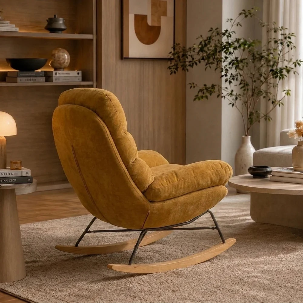 NIDVA – Chenille Cocoon Rocking Chair Wide 53 cm Seat High Back