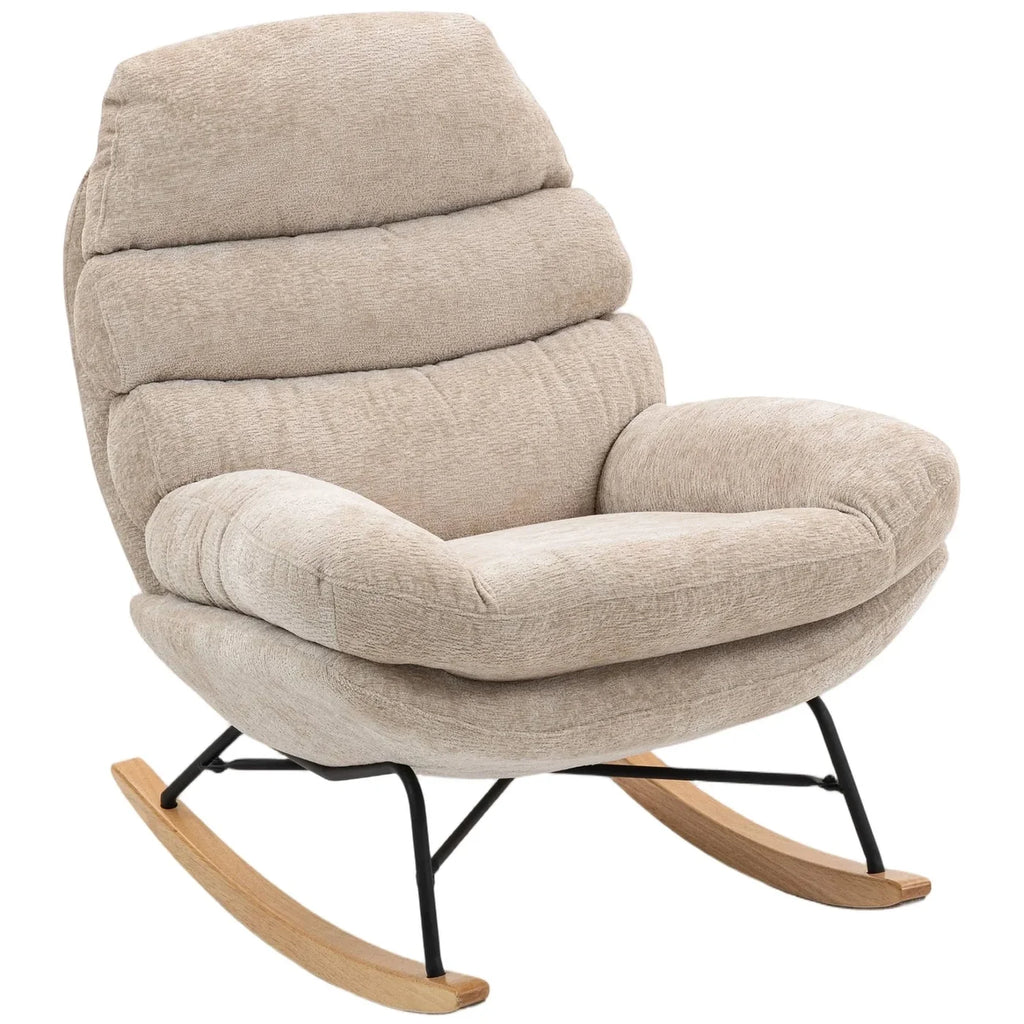 NIDVA – Chenille Cocoon Rocking Chair Wide 53 cm Seat High Back