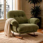 ORAVA – XXL Cocoon Rocking Chair Tufted Chenille 5-Position Recline