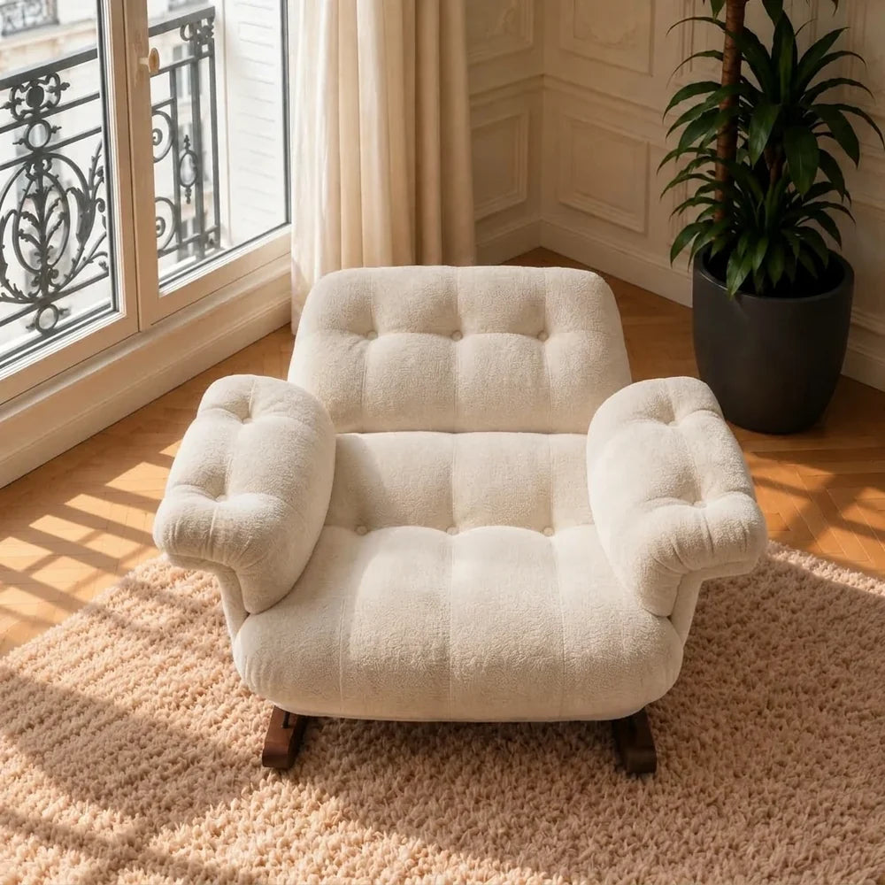ORAVA – XXL Cocoon Rocking Chair Tufted Chenille 5-Position Recline