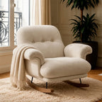 ORAVA – XXL Cocoon Rocking Chair Tufted Chenille 5-Position Recline