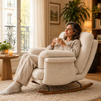 ORAVA – XXL Cocoon Rocking Chair Tufted Chenille 5-Position Recline