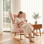 TENDRA – Cocooning Teddy Rocking Chair High Back Solid Wood Legs