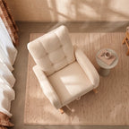 BJORA – Beige Teddy Nursing Rocking Chair with Retractable Footrest