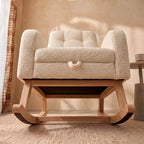 BJORA – Beige Teddy Nursing Rocking Chair with Retractable Footrest