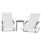 SOLARA – Set of 2 Textilene Sun Loungers & Outdoor Side Table