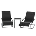 SOLARA – Set of 2 Textilene Sun Loungers & Outdoor Side Table