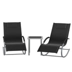 SOLARA – Set of 2 Textilene Sun Loungers & Outdoor Side Table
