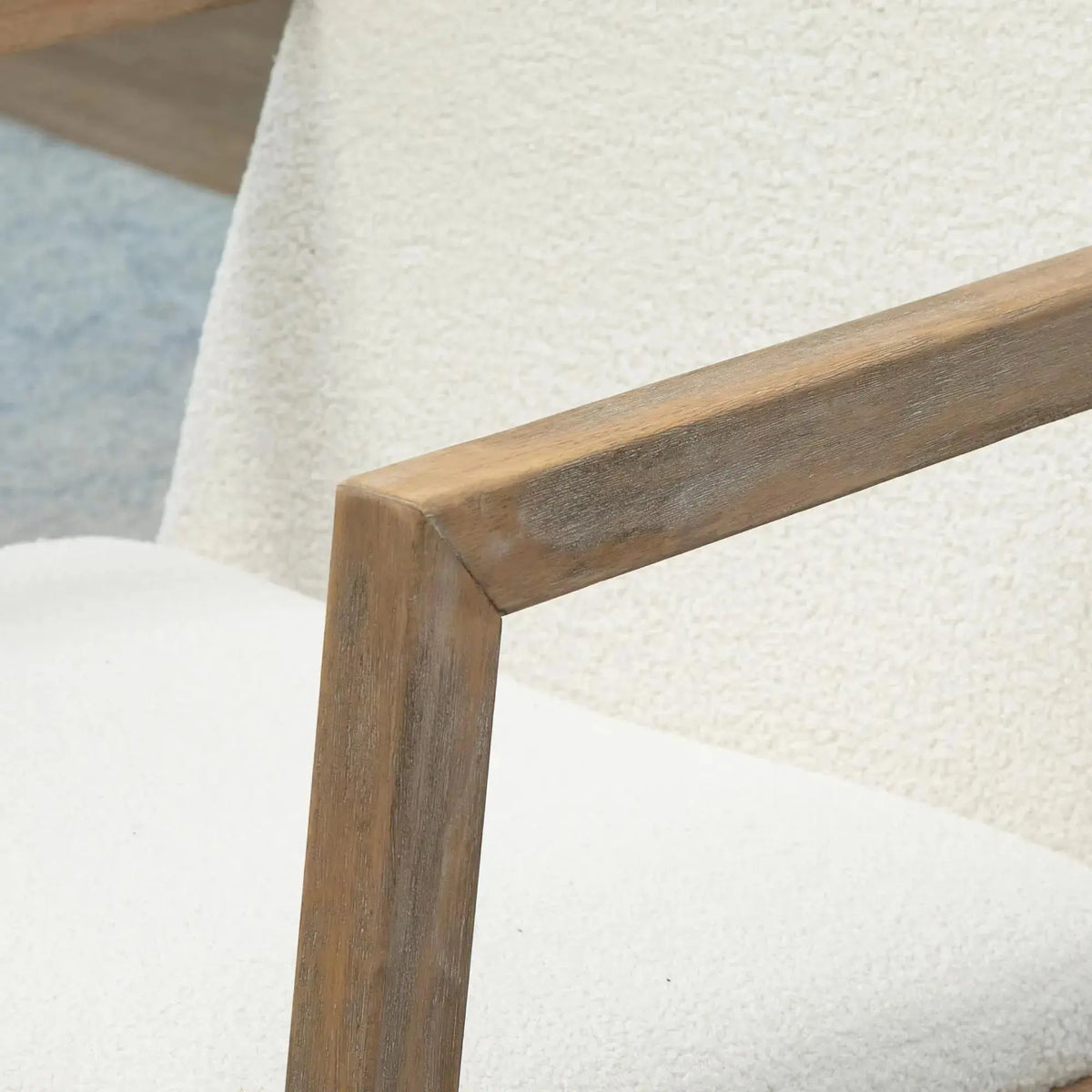 SKOGA – Scandinavian Rocking Chair Solid Rubberwood & Cream Bouclé