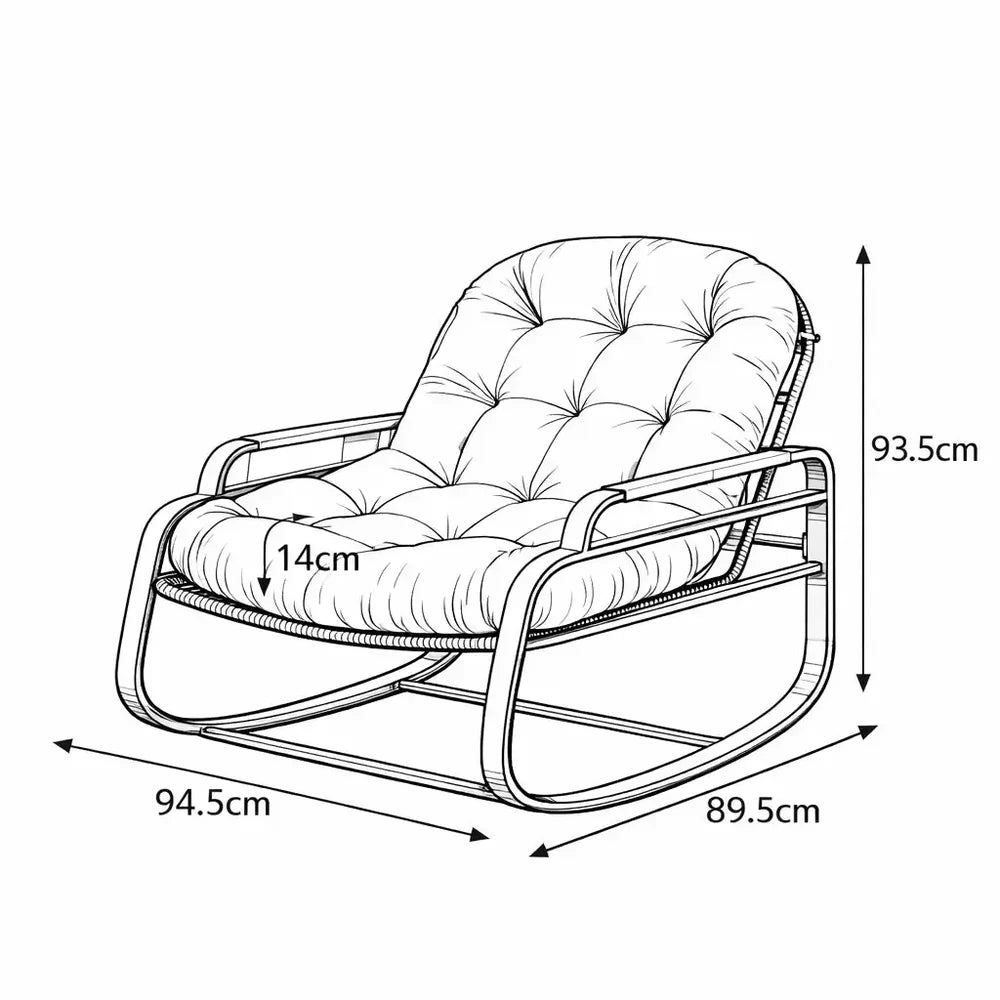 PATIA – Outdoor Rattan Rocking Chair Weatherproof 14 cm Thick Cushion