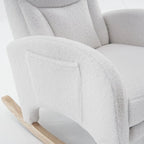 BLANKA – White Teddy Nursing Rocking Chair Headrest & Folding Footrest