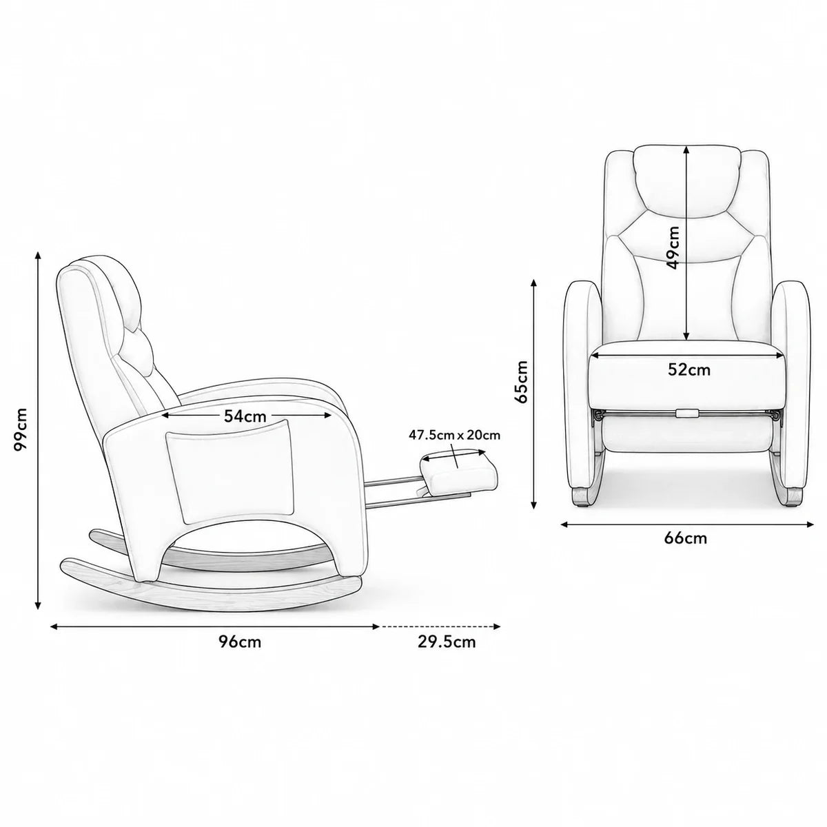 BLANKA – White Teddy Nursing Rocking Chair Headrest & Folding Footrest