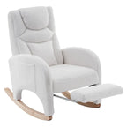 BLANKA – White Teddy Nursing Rocking Chair Headrest & Folding Footrest
