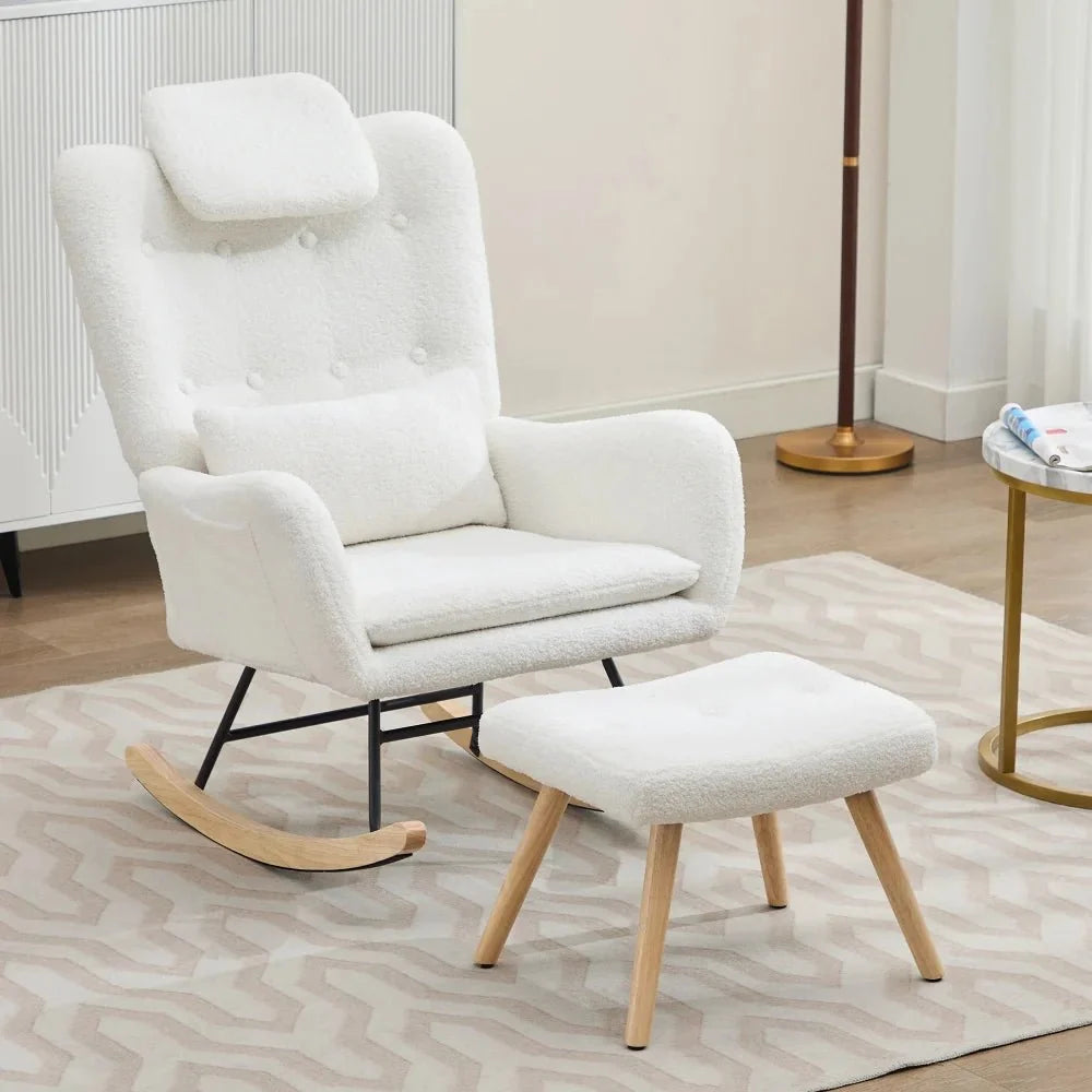 NURSA – Ergonomic Teddy Nursing Rocking Chair Headrest & Footrest