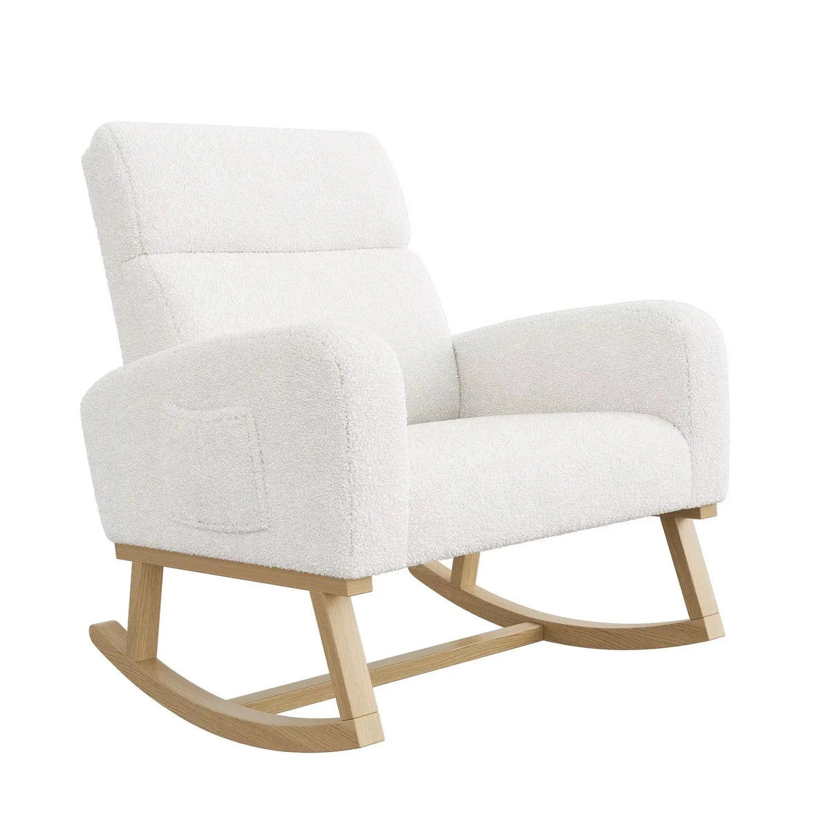 TEDRA – Teddy Bouclé Rocking Chair High Back XL 14 cm Cushion