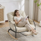 MODULA – Reclining Rocking Chair 4 Positions Corduroy Velvet & Footrest
