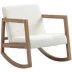 SKOGA – Scandinavian Rocking Chair Solid Rubberwood & Cream Bouclé
