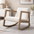 SKOGA – Scandinavian Rocking Chair Solid Rubberwood & Cream Bouclé