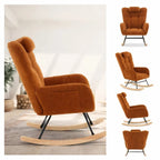 ALVKA – Teddy Bouclé Wingback Rocking Chair Removable Headrest Nursing
