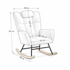 ALVKA – Teddy Bouclé Wingback Rocking Chair Removable Headrest Nursing