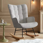 TENDRA – Cocooning Teddy Rocking Chair High Back Solid Wood Legs