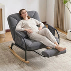 MODULA – Reclining Rocking Chair 4 Positions Corduroy Velvet & Footrest