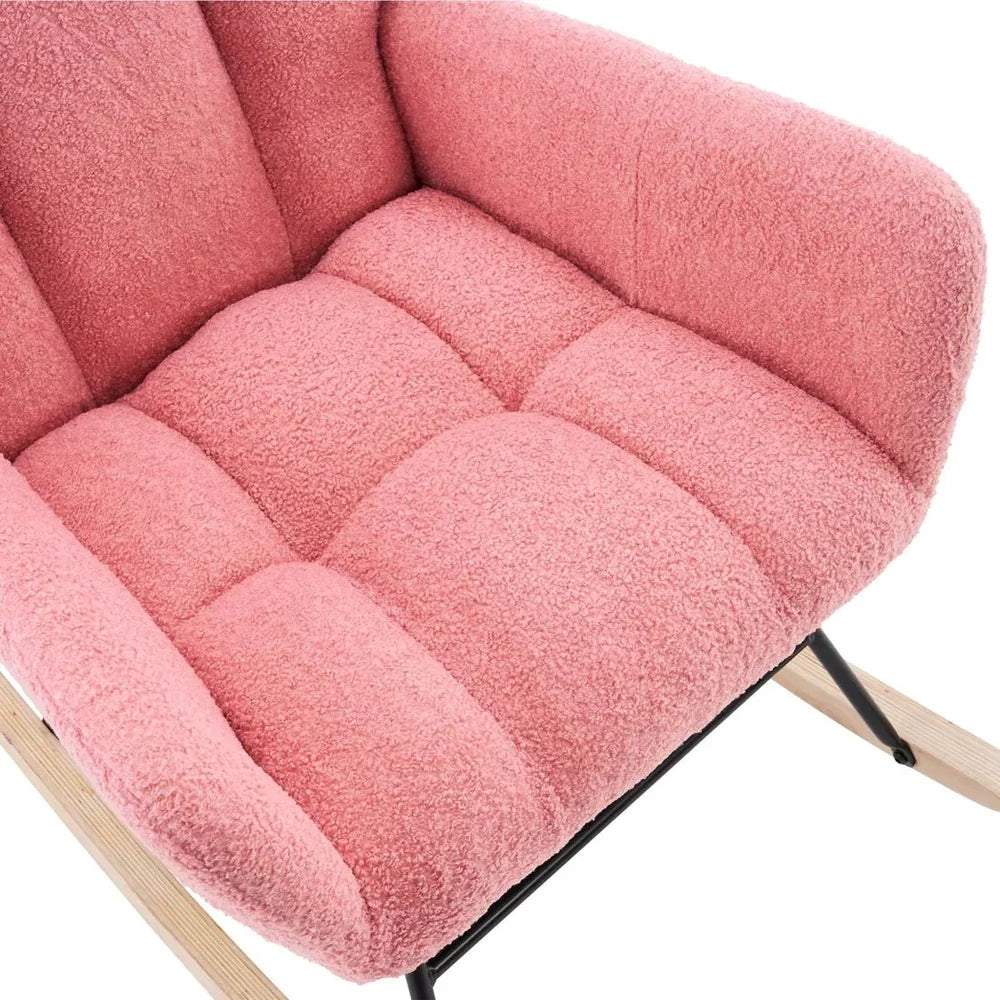 BOUCLA – Bouclé Fabric Rocking Armchair High Wingback Scandinavian