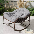 OVALA – XXL Rattan Rocking Chair Egg Shape High-Density 15 cm Cushion