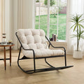 LOWKA – Lounge Rocking Chair Tufted Corduroy Velvet Black Metal Frame