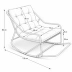 LOWKA – Lounge Rocking Chair Tufted Corduroy Velvet Black Metal Frame