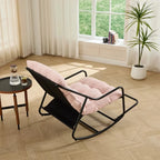 LOWKA – Lounge Rocking Chair Tufted Corduroy Velvet Black Metal Frame