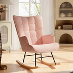 TENDRA – Cocooning Teddy Rocking Chair High Back Solid Wood Legs