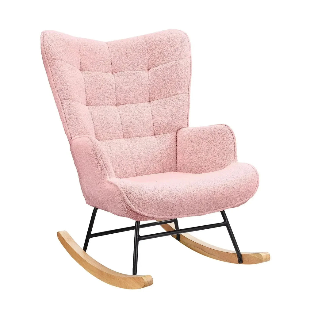 TENDRA – Cocooning Teddy Rocking Chair High Back Solid Wood Legs