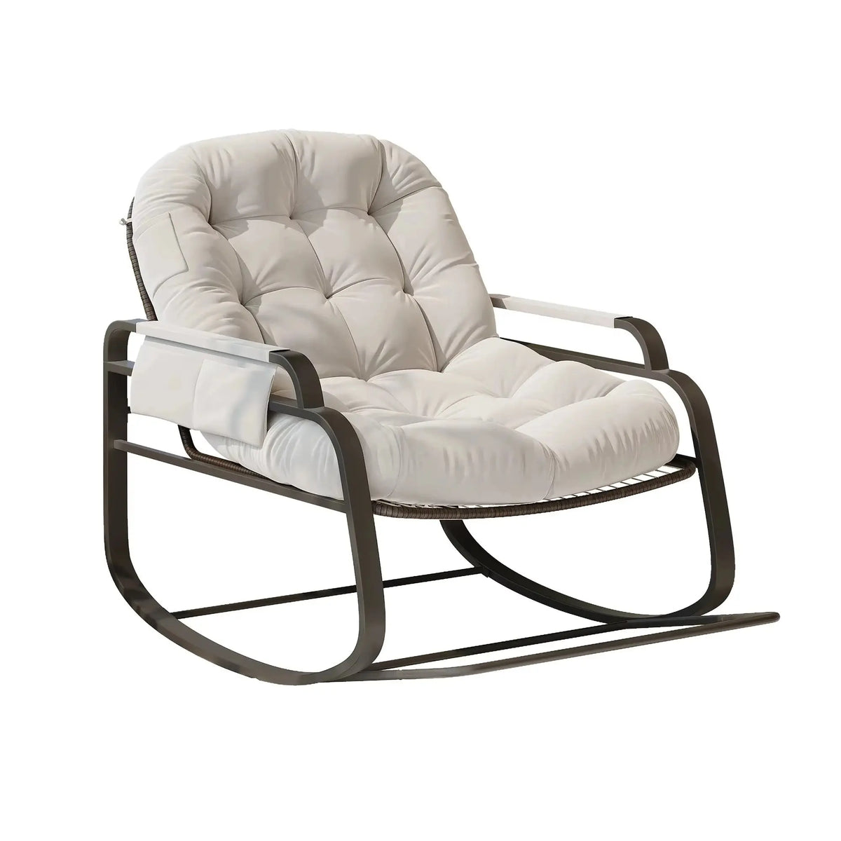 PATIA – Outdoor Rattan Rocking Chair Weatherproof 14 cm Thick Cushion