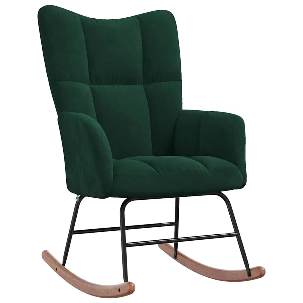 PRISMA – Tufted Velvet Rocking Chair Solid Rubberwood Legs 7 Colours
