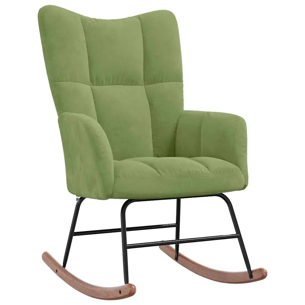 PRISMA – Tufted Velvet Rocking Chair Solid Rubberwood Legs 7 Colours