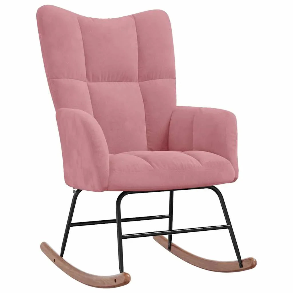 PRISMA – Tufted Velvet Rocking Chair Solid Rubberwood Legs 7 Colours