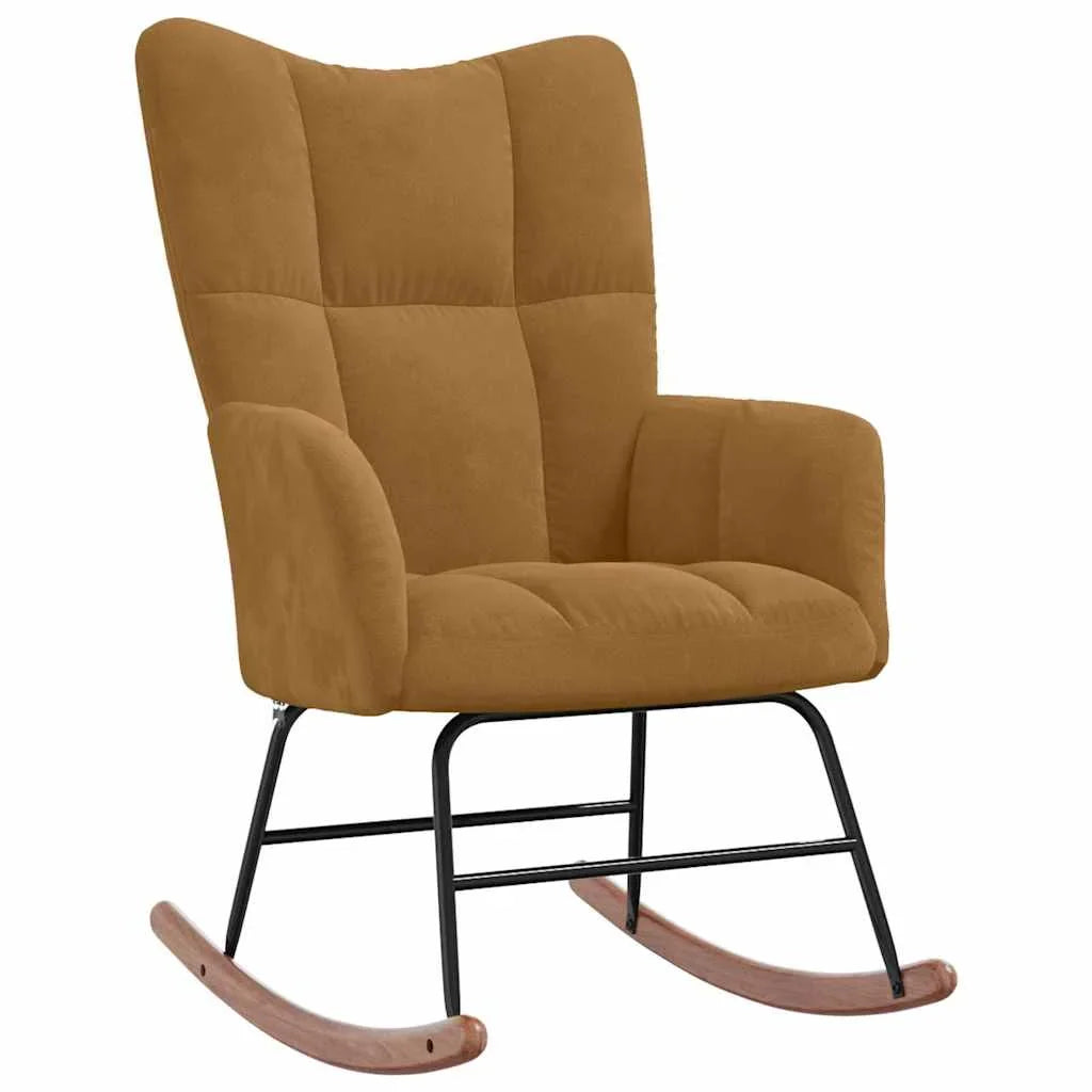 PRISMA – Tufted Velvet Rocking Chair Solid Rubberwood Legs 7 Colours