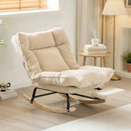 FLEXA – Reclining Rocking Chair 90° to 180° Corduroy Velvet & Footrest