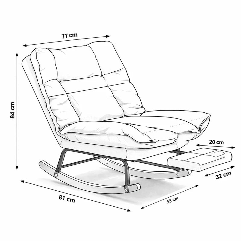 FLEXA – Reclining Rocking Chair 90° to 180° Corduroy Velvet & Footrest