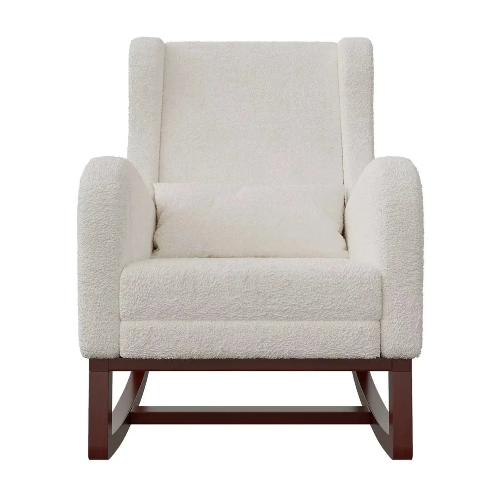 IVORA – Ivory Teddy Velvet Rocking Chair Footrest & Lumbar Cushion