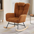 ALVKA – Teddy Bouclé Wingback Rocking Chair Removable Headrest Nursing