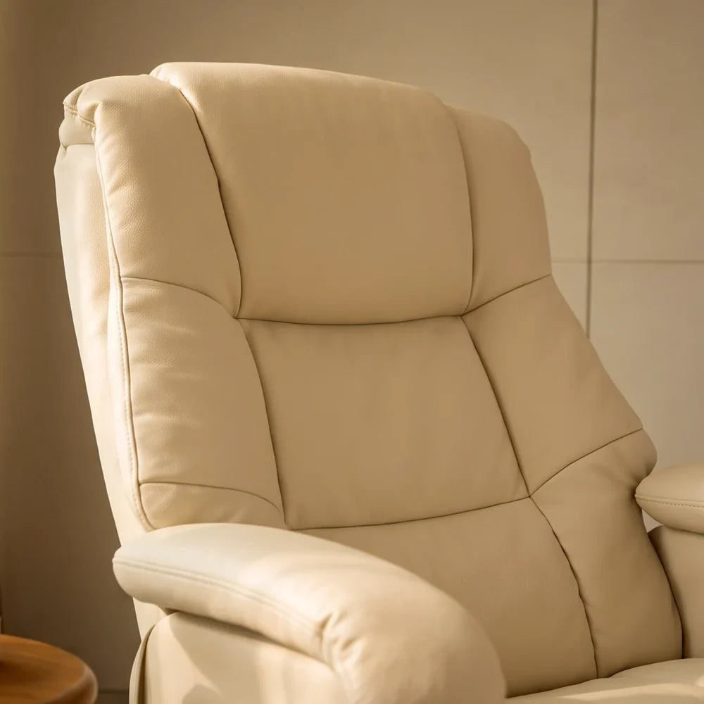SKANDA – Faux Leather Recliner Armchair Beige 360° Swivel 135° Reclining