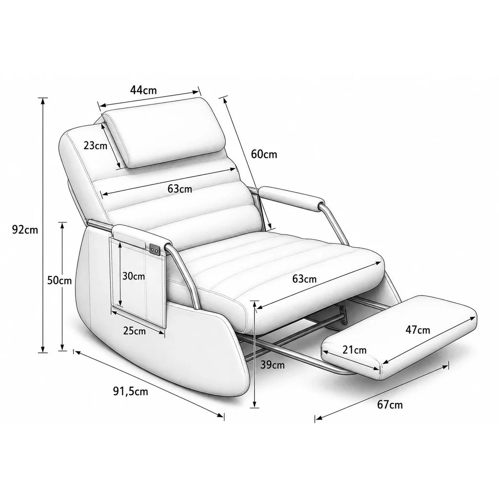 CURVA – Corduroy Velvet Rocking Chair 3-Position Recline Built-In Footrest