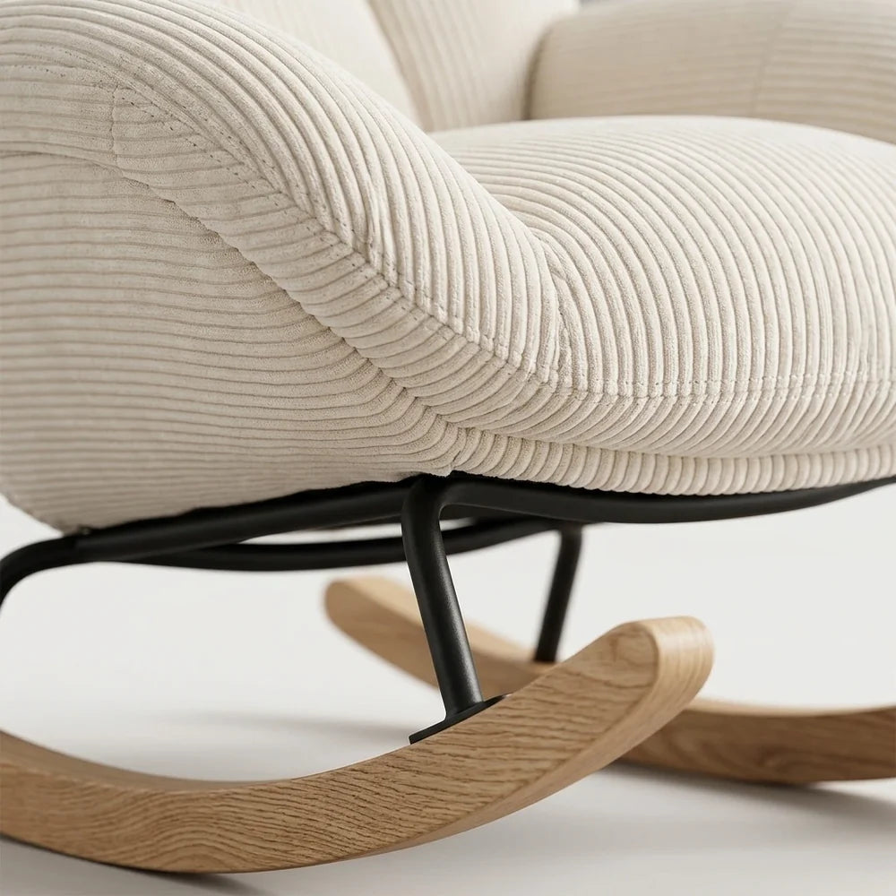 VELVA – Scandinavian Rocking Armchair Corduroy Velvet High Back Nursing