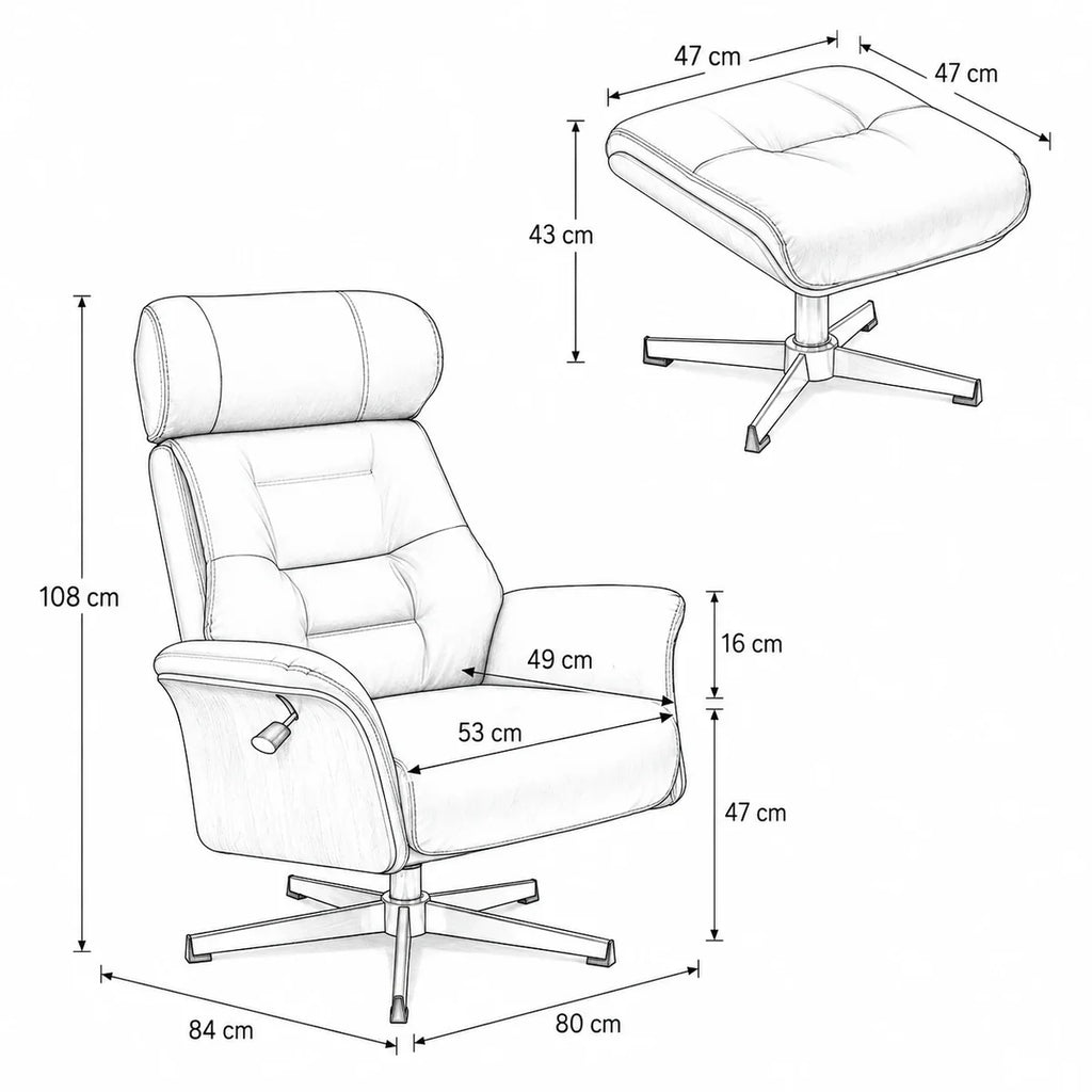 ELVIK – Faux Leather Recliner Armchair Black Adjustable Headrest & Footrest